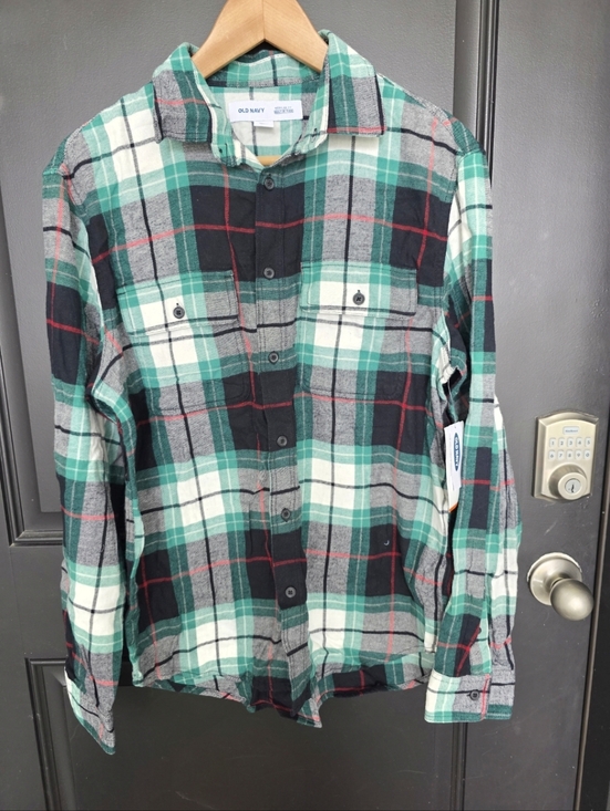 Old Navy Tops - Old Navy Plaid Button-Down Shirt Women Sz M Built In Flex Long Sleeve NWT